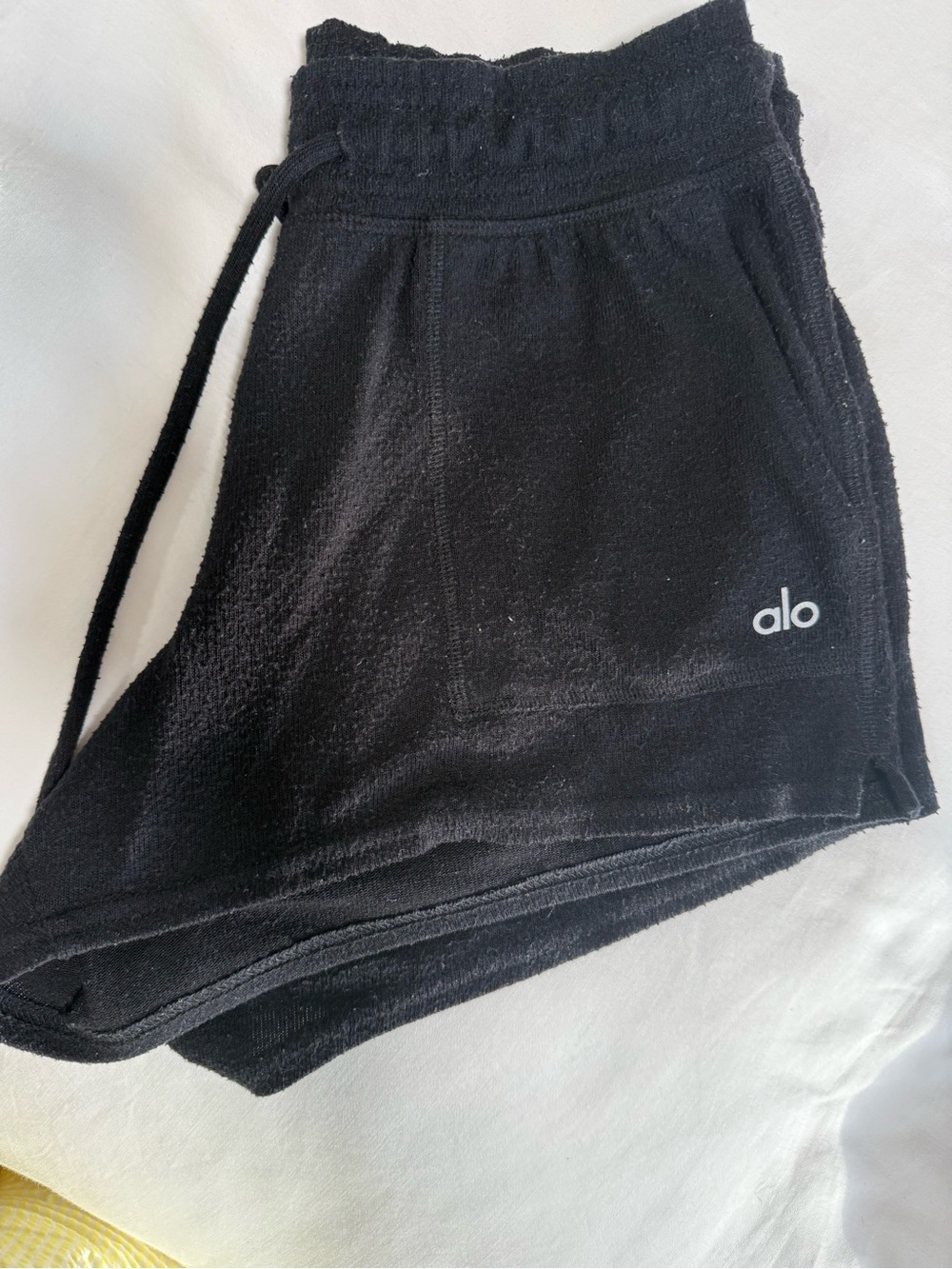 ALO Yoga Kids Black Terry Drawstring Shorts